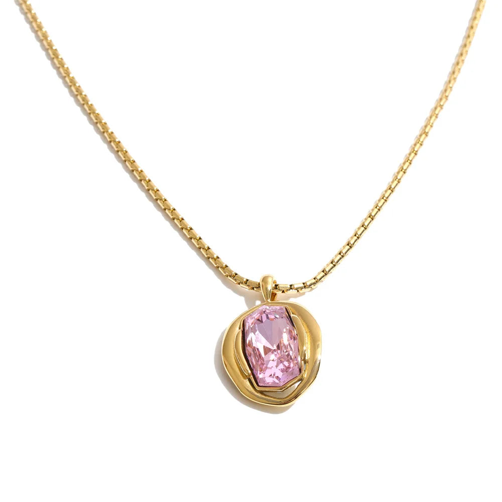 Collier pendentif cristal doré