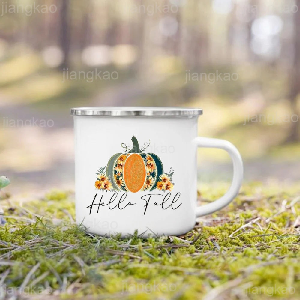 Mug émail citrouille « It's Fall Y'all »
