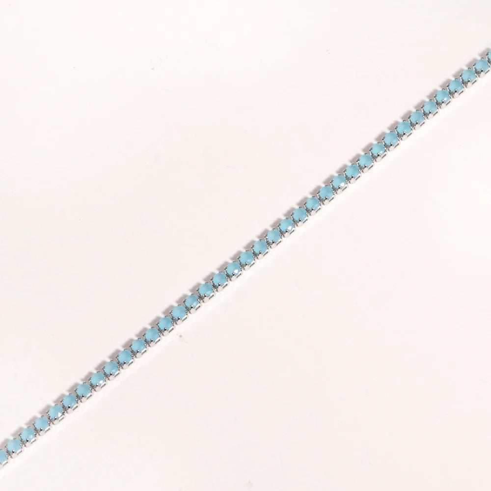 Collier tennis zircones colorées doré