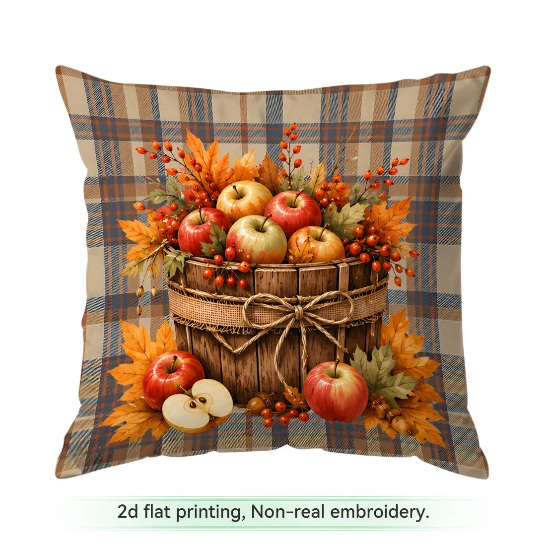 Retro Plaid Autumn Harvest Pumpkin Cushions Pillowcase Polyester Cushion Cover Throw Pillow Pillowcover Home Car Sofa Decor