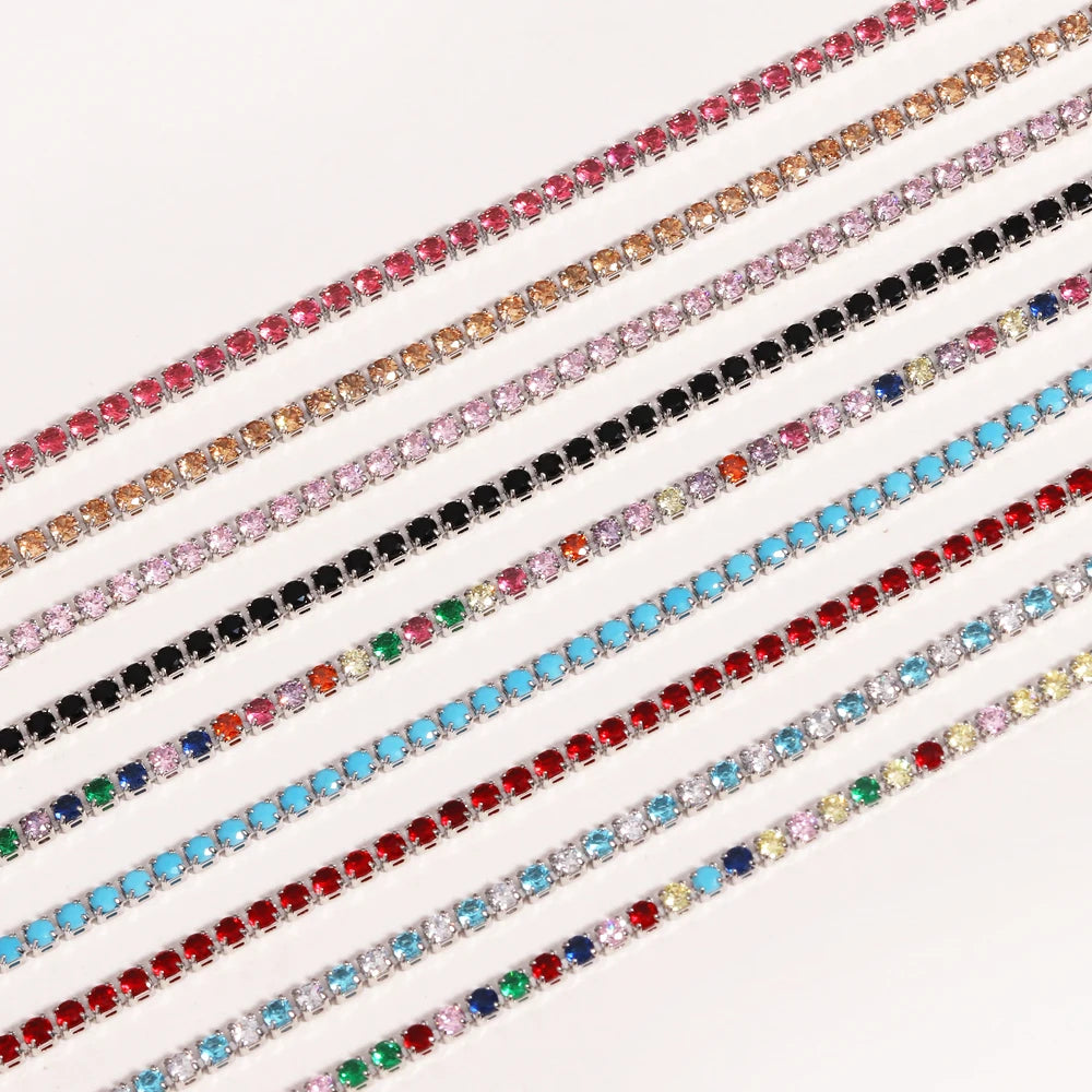 Collier tennis zircones colorées doré