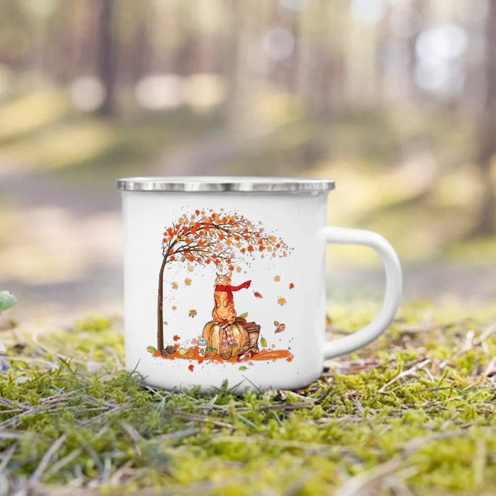 Mugs émail citrouille et animaux