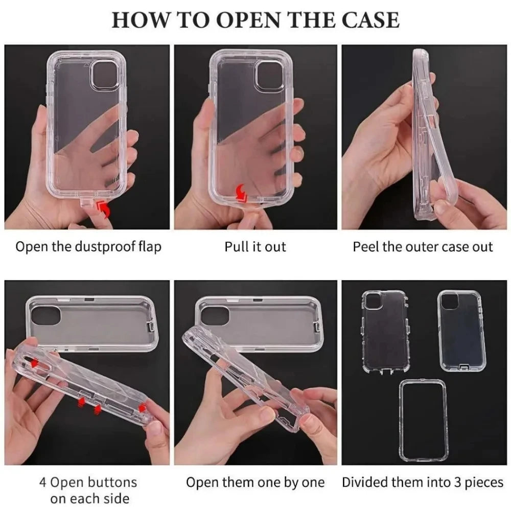 Coque Renforcée 3-en-1 Antichoc pour iPhone 11/12/13/14/15/16/17/18 Pro Max
