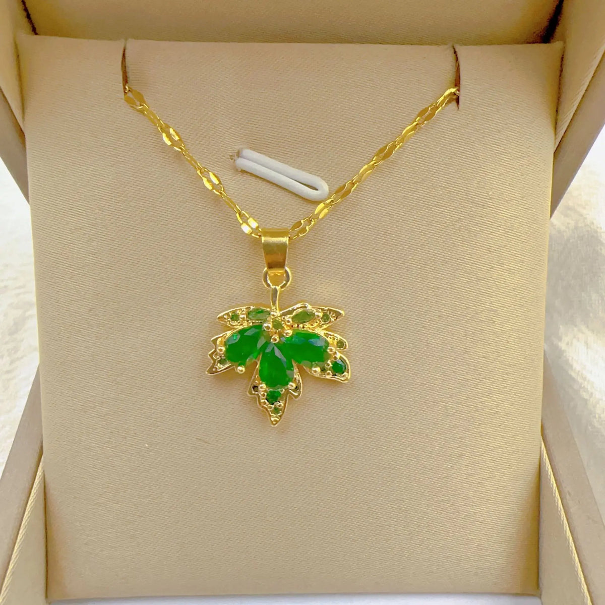 Women's Titanium Steel Double Layer Maple Leaf Necklace Leaves Crystal Pendant Clavicle Chain Fashion Luxury Elegant Accessory