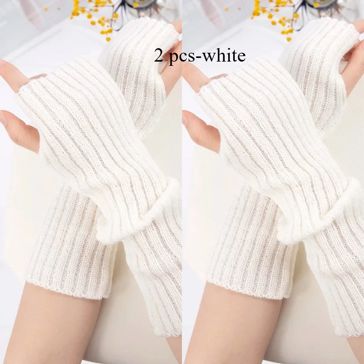 Long Fingerless Gloves Women Mitten Winter Arm Warmer Kawaii Knitted Sleeve Soft Girls Anime Clothes Punk Gothic Lolita 1/2/5 pc