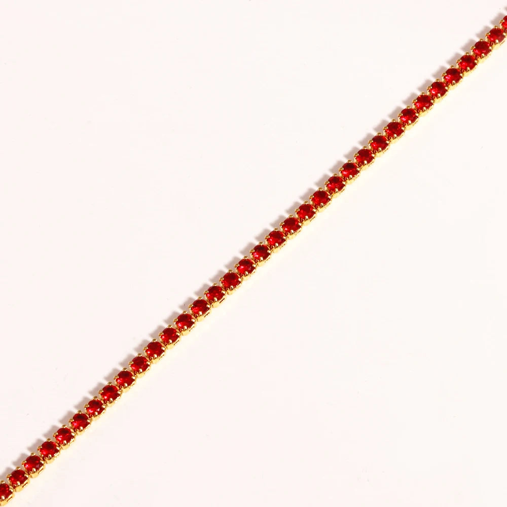 Collier tennis zircones colorées doré