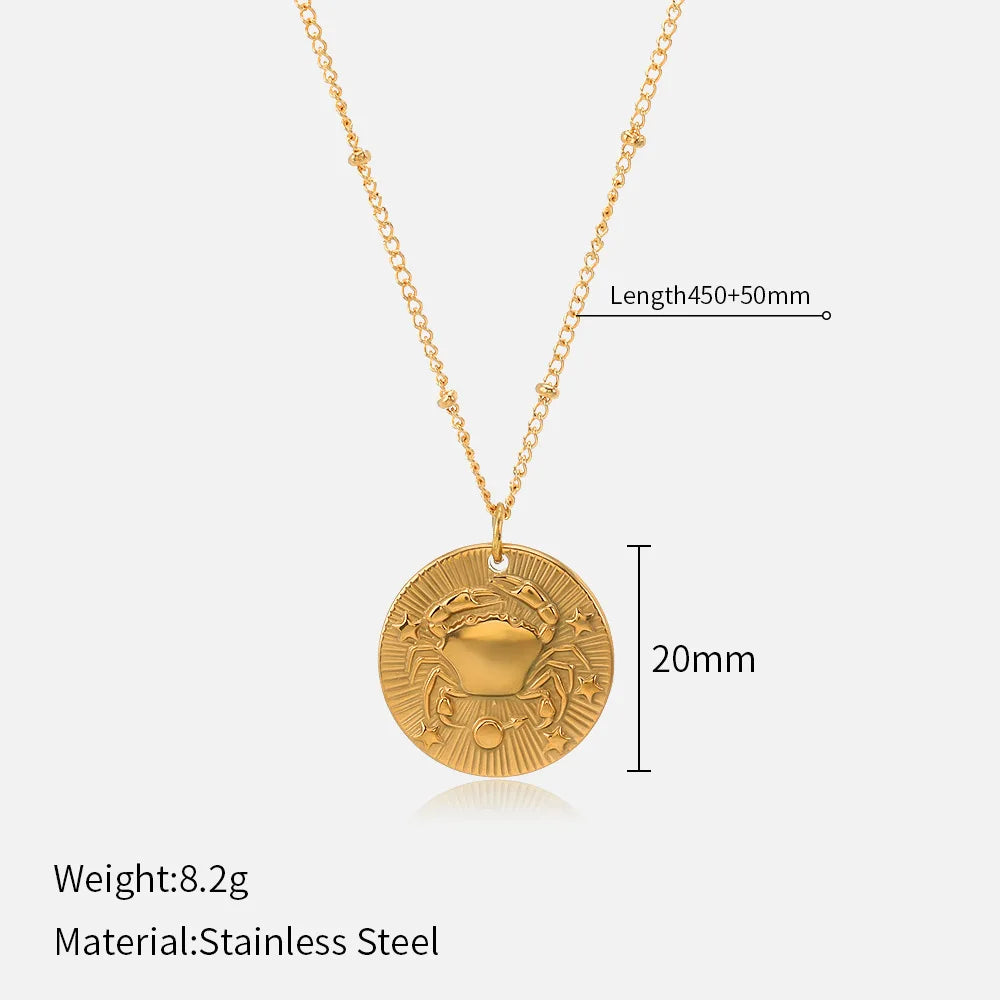 Collier médaillon zodiaque doré