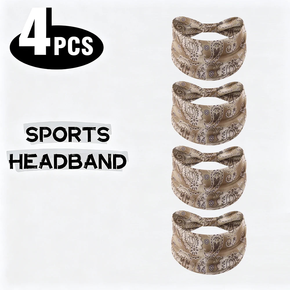 Bohemian Paisley Print Turban Headband Soft Elastic Hairband Women Wide Headwrap Travel Beach Sport Hair Accessories