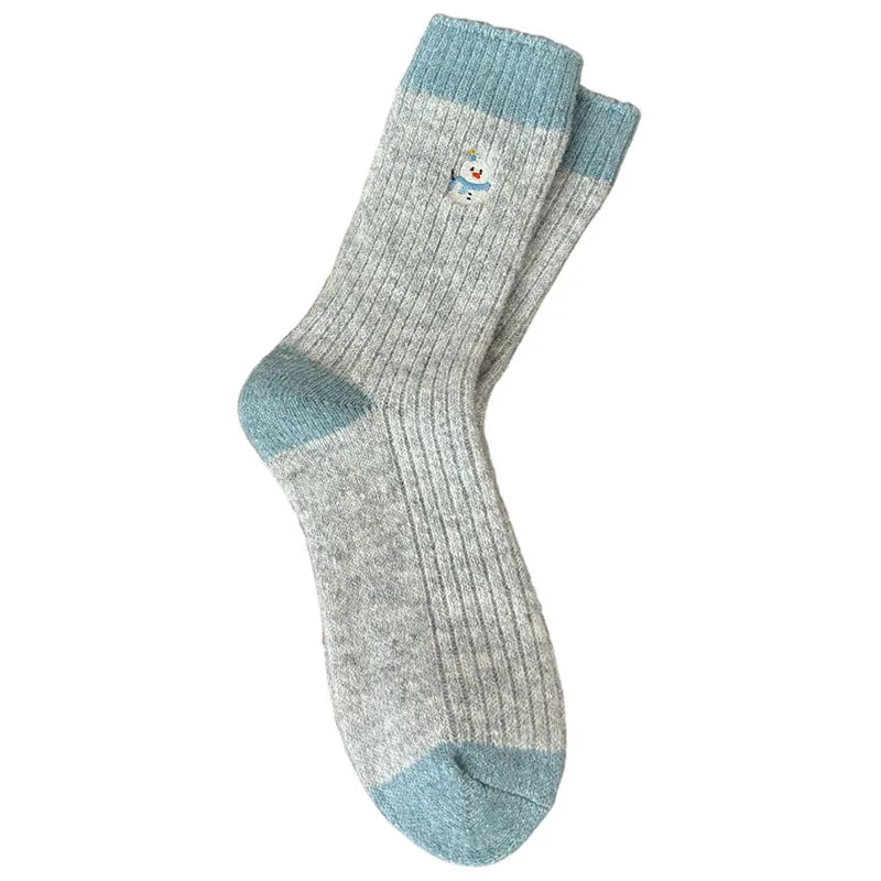 1/6 pairs Spring Autumn New Elegant Thickened Warm Sleep Socks Cute Retro Mid tube Socks Fashionable Versatile Women's Socks