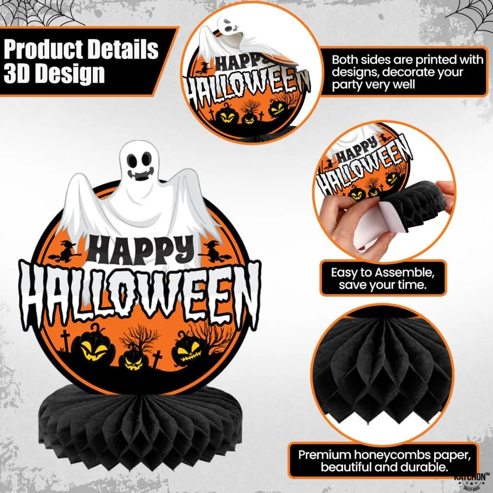 Décorations Halloween nid d'abeille 3D – Citrouille, fantôme et sorcière