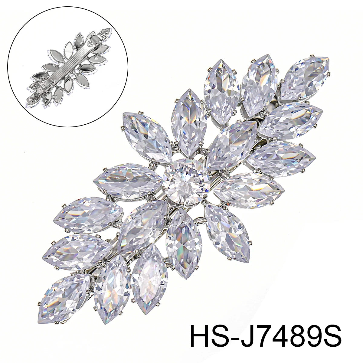Fashion Barrette Cubic Zirconia Leaf Hair Clips for Women Accessories Bridal Wedding Hair Jewelry Party Bride Headpiece