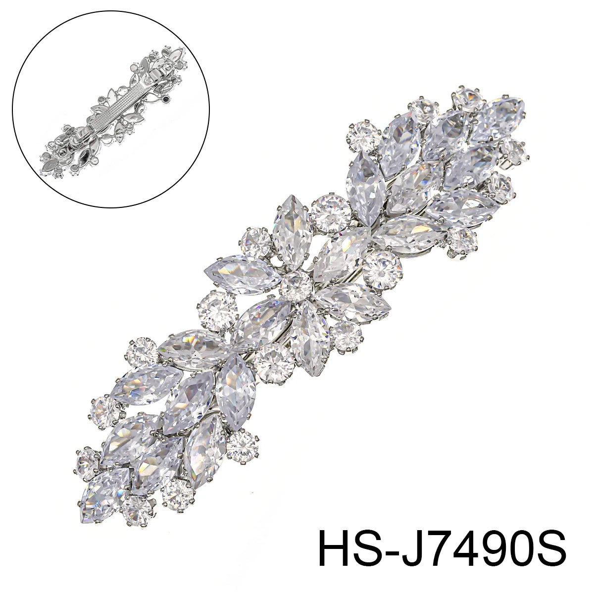 Fashion Barrette Cubic Zirconia Leaf Hair Clips for Women Accessories Bridal Wedding Hair Jewelry Party Bride Headpiece