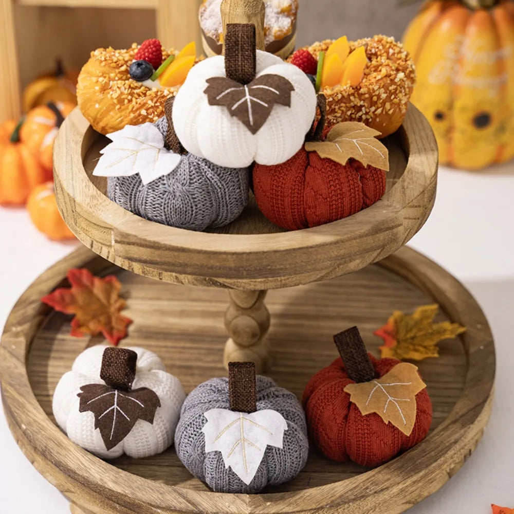 Set de 3 citrouilles décoratives en tissu – Tons d'automne