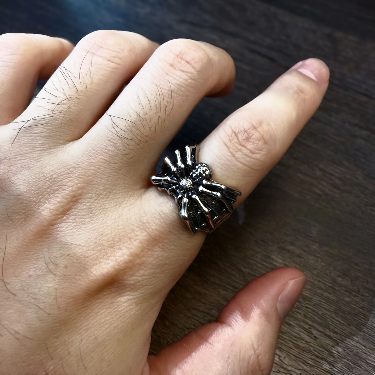 Bague araignée ajustable – Style gothique Halloween