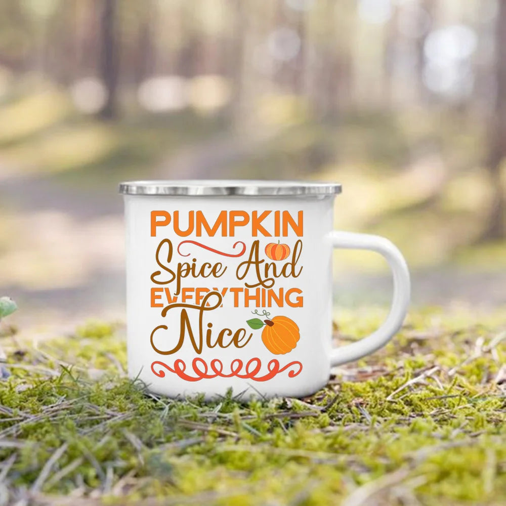 Mugs émail citrouille et animaux
