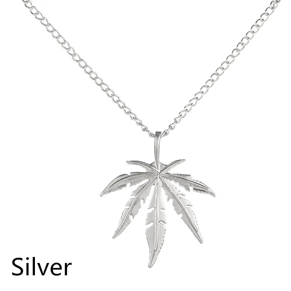 Maple Leaf Necklace Leaf Pendant Charm Chain Necklace Men Gift Jewelry Necklace Hip Hop Jewelry Glittery