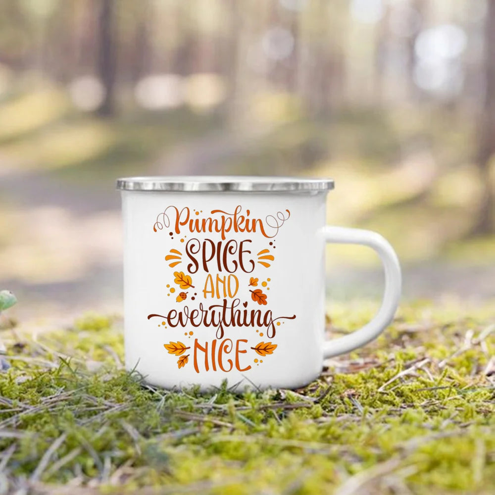 Mugs émail citrouille et animaux