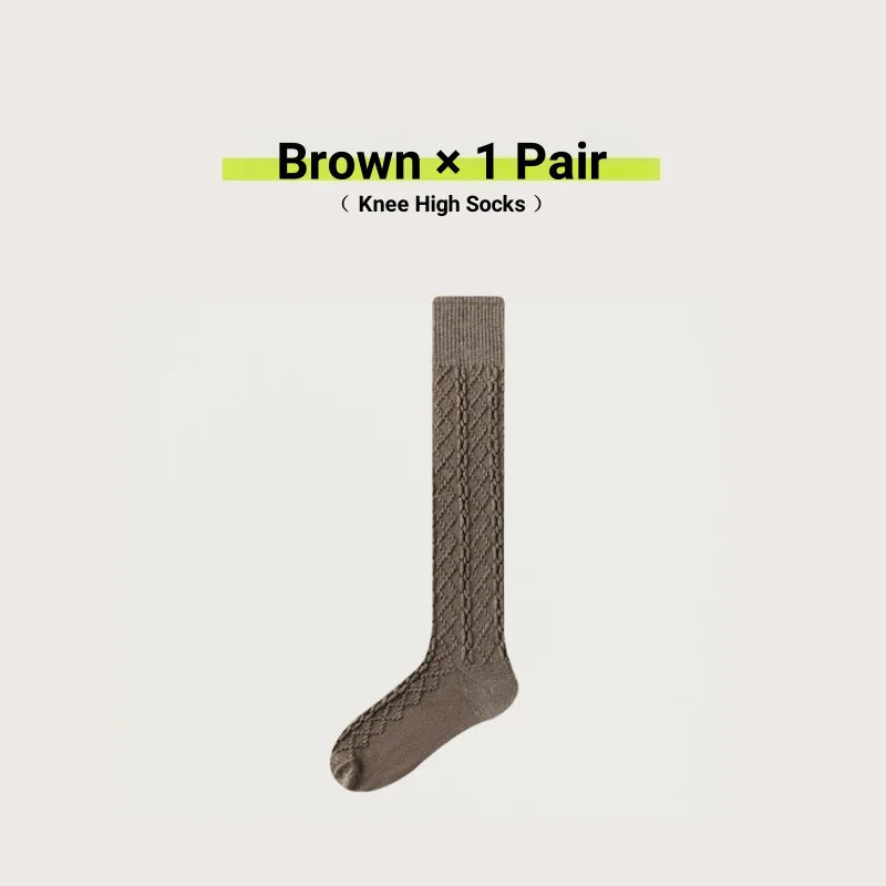 1/3/5 Pairs Women Winter Thermal Thigh High Socks Wool Blend Over Knee Warm Knitted Socks Fashion Slimming Knee High Boot Socks