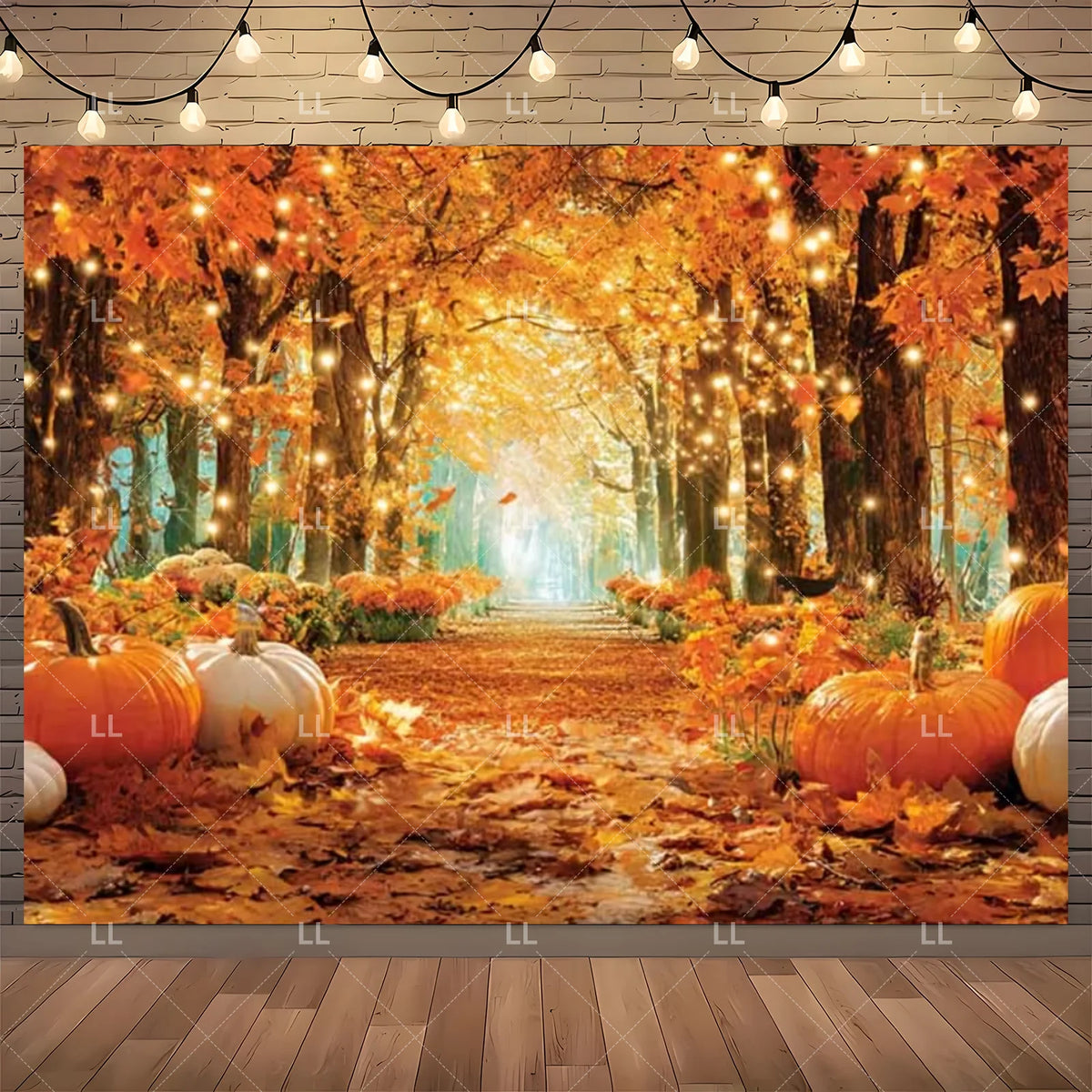 Fall Harvest Backdrop Thanksgiving Festivals Party Decoration Autumn Barn Pumpkin Maple Scarecrow Farm Photography Background