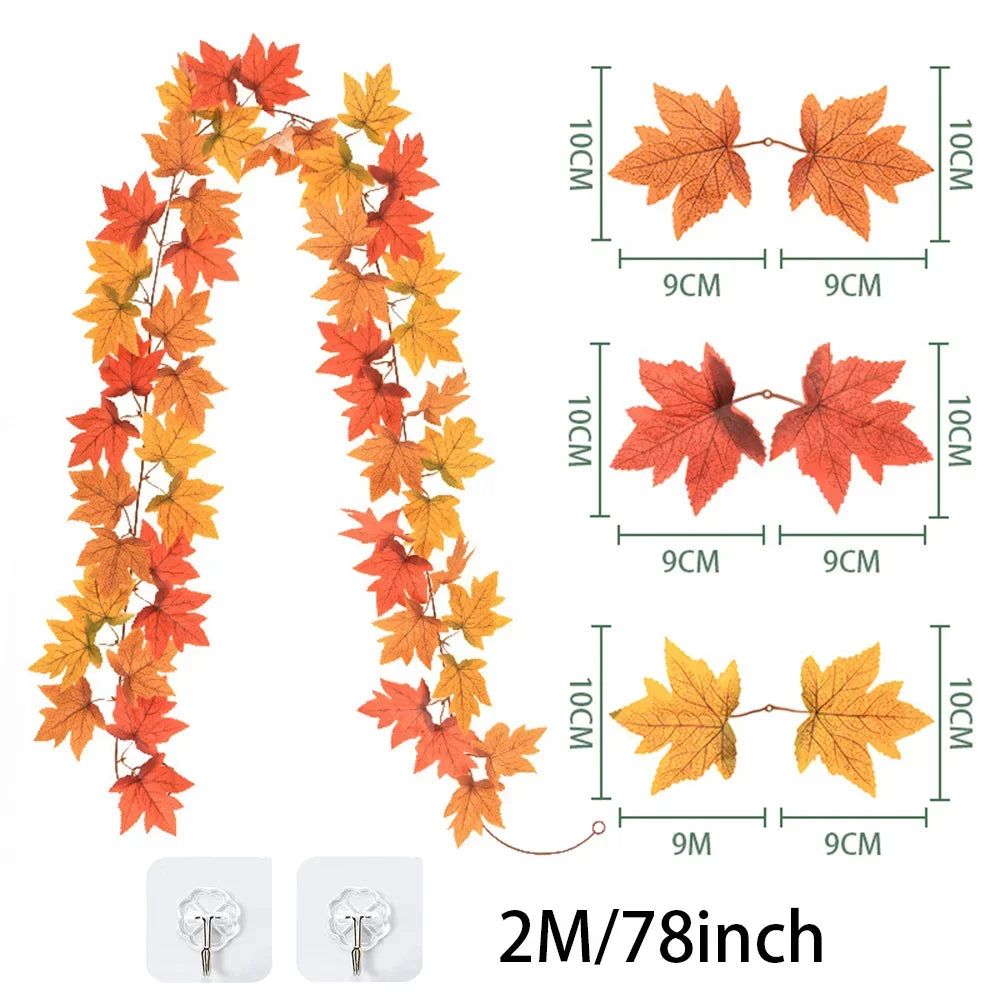 Guirlande de feuilles d'automne artificielle – 2 m