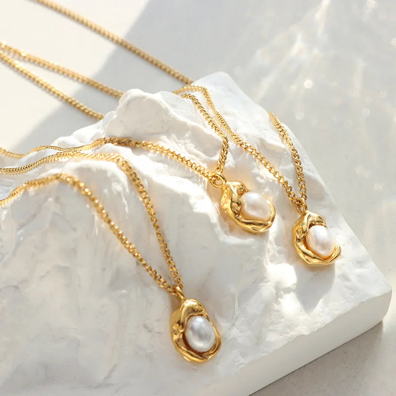 Collier perles chaîne cubaine doré