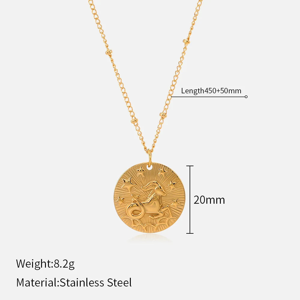 Collier médaillon zodiaque doré