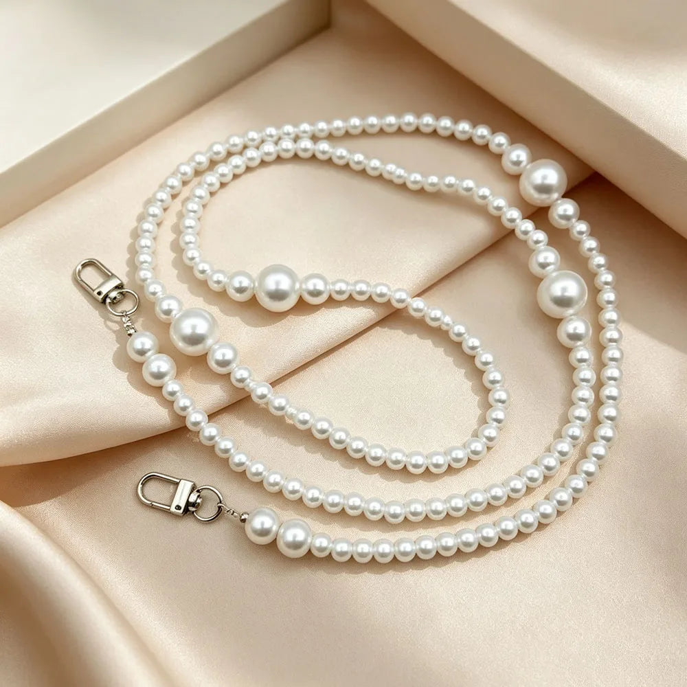 Chaîne de téléphone perles blanches – Bandoulière