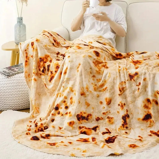 Jeté en flanelle motif pizza