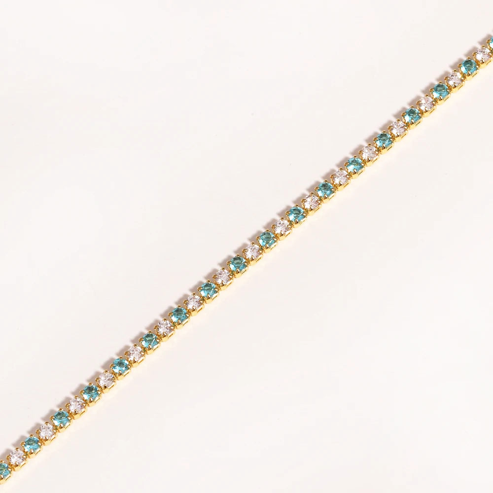 Collier tennis zircones colorées doré