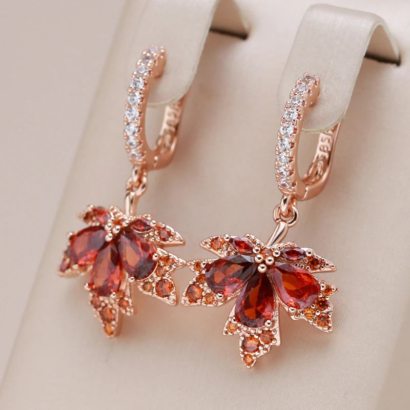 Boucles d'oreilles feuille d'érable rouge – Automne