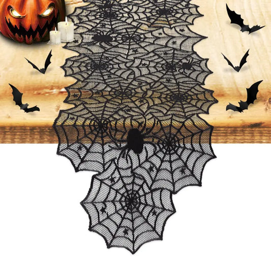 Chemin de table dentelle noire — l'élégance gothique de votre table d'Halloween