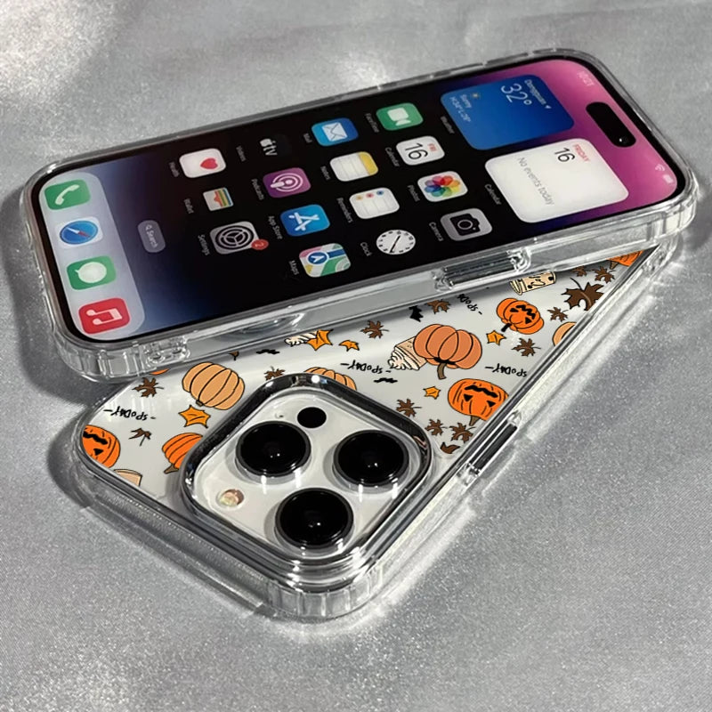 Coque Automne Feuilles & Citrouilles pour iPhone 11/12/13/14/15/16/17/18 Pro Max