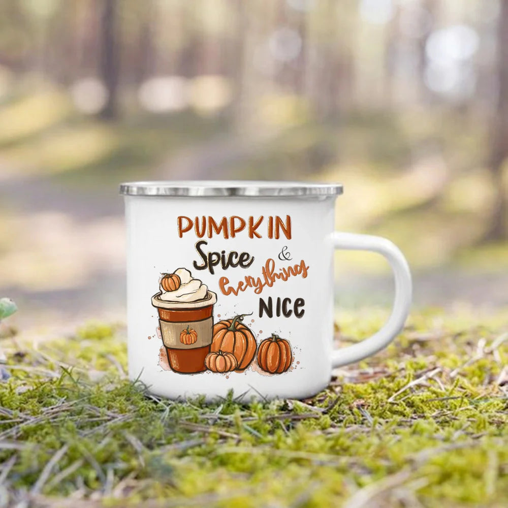 Mugs émail citrouille et animaux
