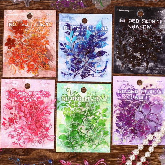 Autocollants fleurs vintage (lot de 20)