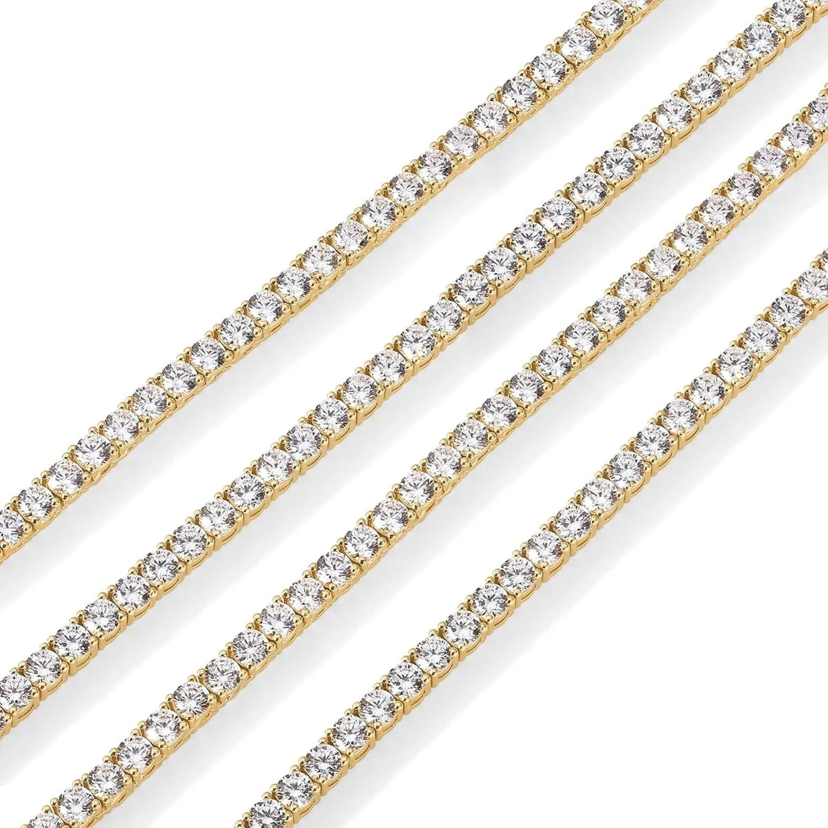 Collier tennis diamants simulés doré