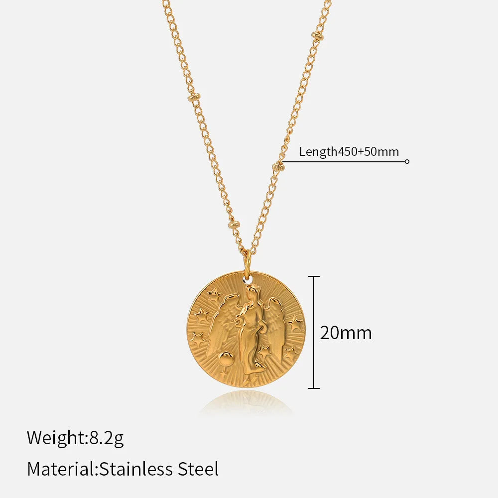 Collier médaillon zodiaque doré