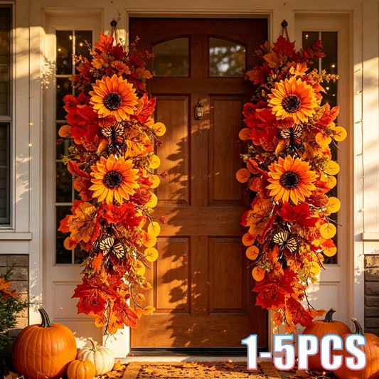 Couronne d'automne tournesol et feuille d'érable (lot de 1 à 5)