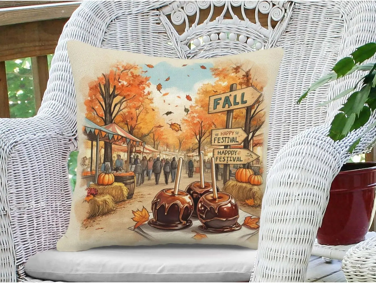 Autumn Fall Festival Pumpkin Pillowcase Cushion Cover Seasonal Square Throw Pillow Home Decor Accent 45x45cm