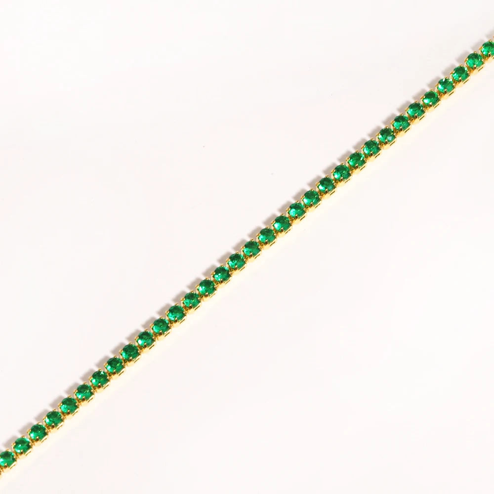Collier tennis zircones colorées doré