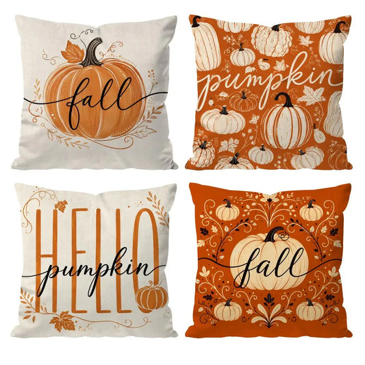 Housse de coussin citrouille d'automne double face
