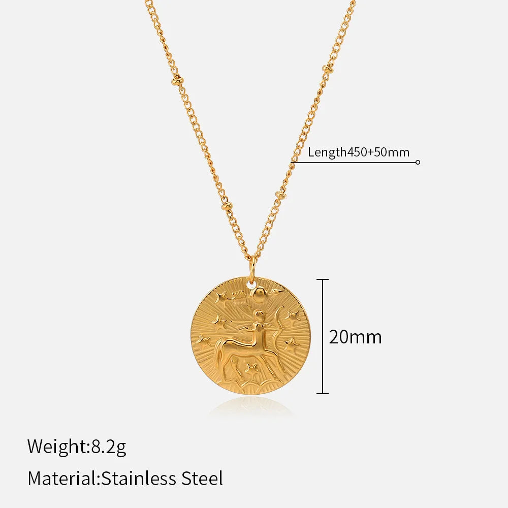 Collier médaillon zodiaque doré