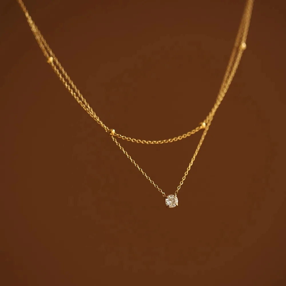 Ras-du-cou double rang zircones doré