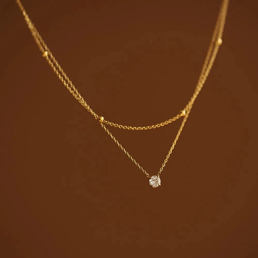 Ras-du-cou double rang zircones doré