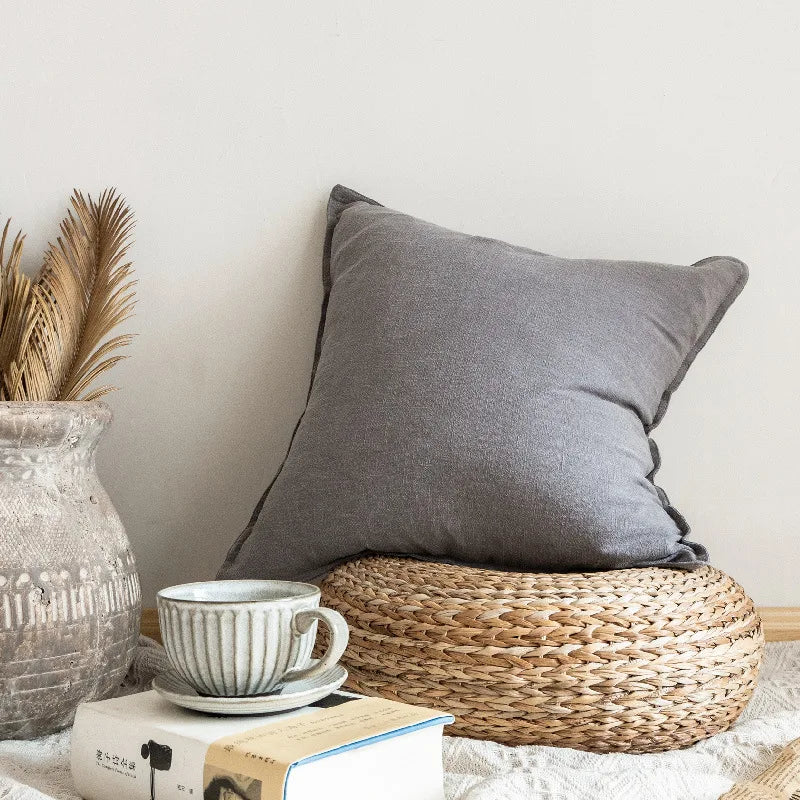 Decorative Ramie Cushion Cover Throw Pillowcase Boho Farmhouse Pillow Covers for Chair Couch Sofa Bedroom Living Room Home Decor