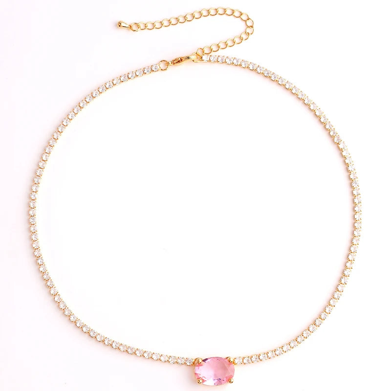 Ras-du-cou cristal rose doré