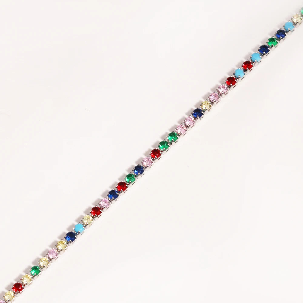 Collier tennis zircones colorées doré