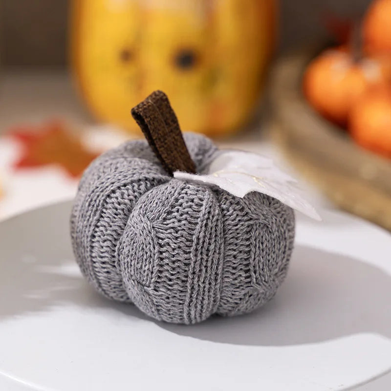 Set de 3 citrouilles décoratives en tissu – Tons d'automne