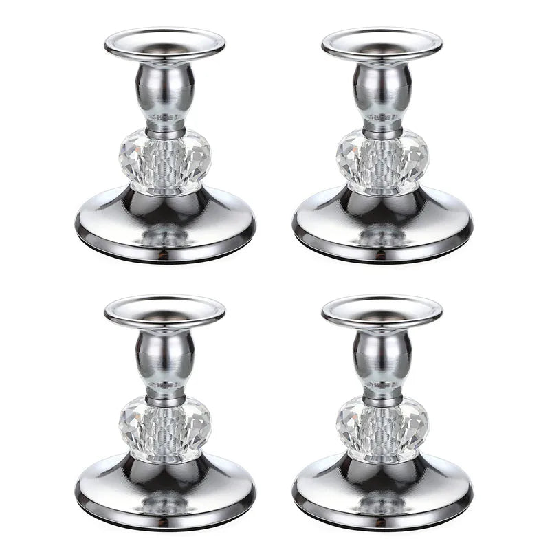 1/2/4/8PCS Metal Taper Candlestick Holders Vintage Brass Taper Candle Holders, Metal Crystal Candle Stands Elegant Candlestick