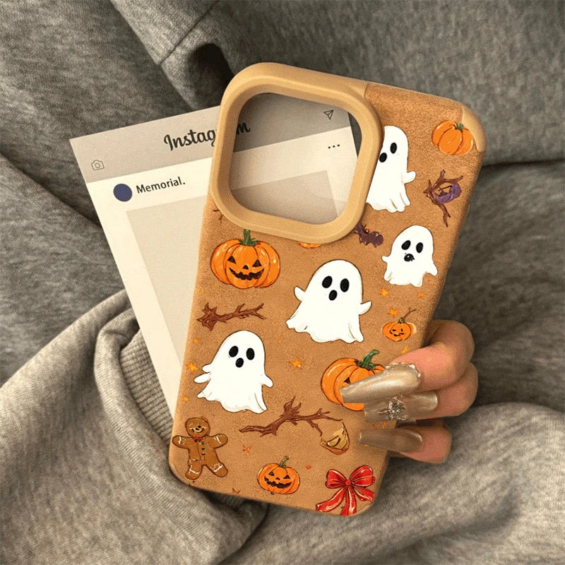 Coque Halloween Citrouille & Fantôme pour iPhone 11/12/13/14/15/16/17/18 Pro Max