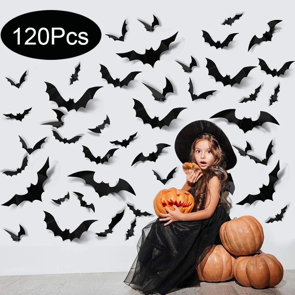 Lot de 24 chauve-souris 3D murales – Adhésif repositionnable
